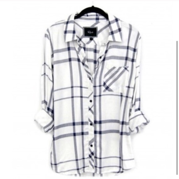 Rails x Free People white and navy flannel - Picture 2 of 3